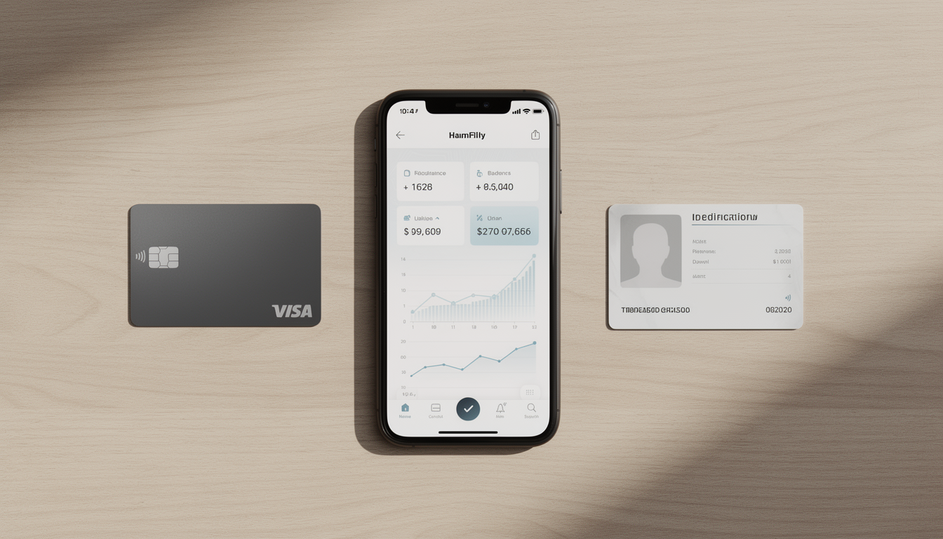 상생페이백 신청을 위한 준비물인 신분증 신용카드 스마트폰이 놓인 책상