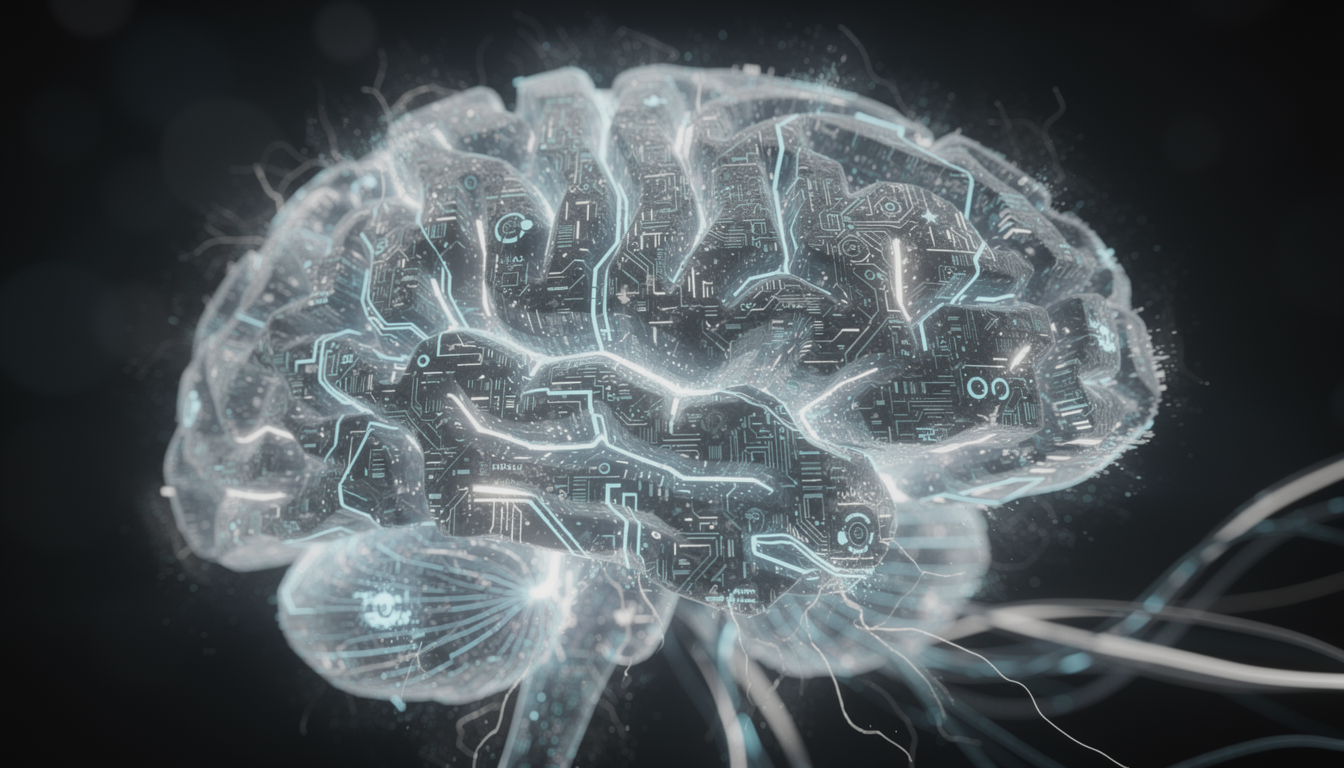 GPT-5.2 Thinking 모델의 고도화된 추론 및 논리 처리 과정을 시각화한 디지털 브레인 이미지