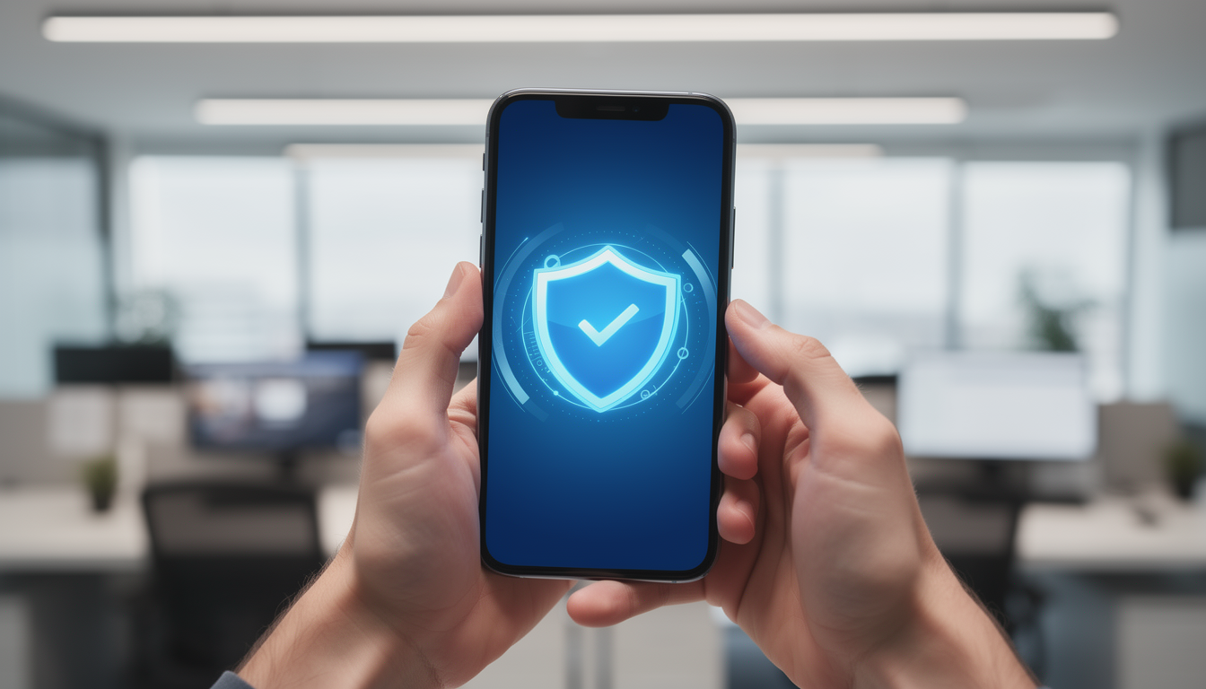 스마트폰으로 관세청 유니패스 또는 보안 앱을 통해 본인 인증을 하는 손길