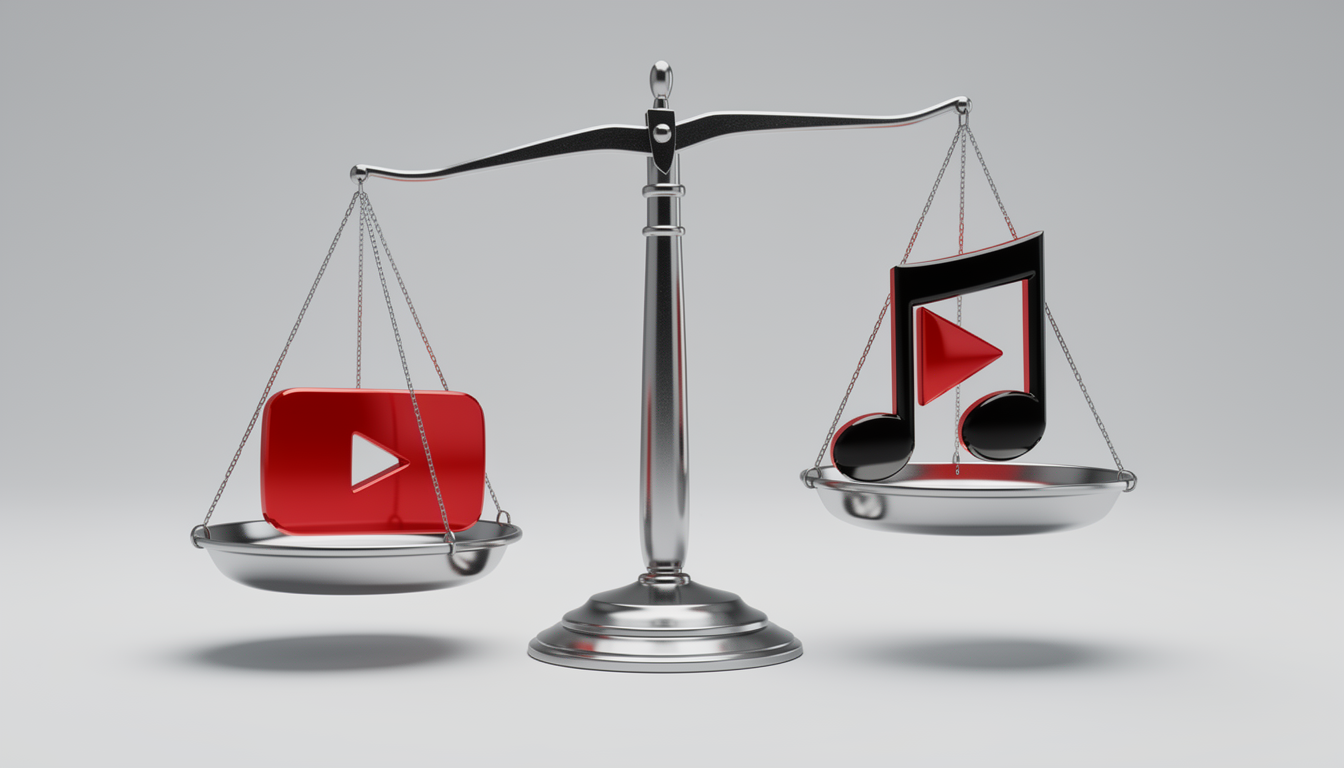 유튜브 프리미엄 라이트와 일반 프리미엄의 기능을 비교하는 저울 컨셉 이미지