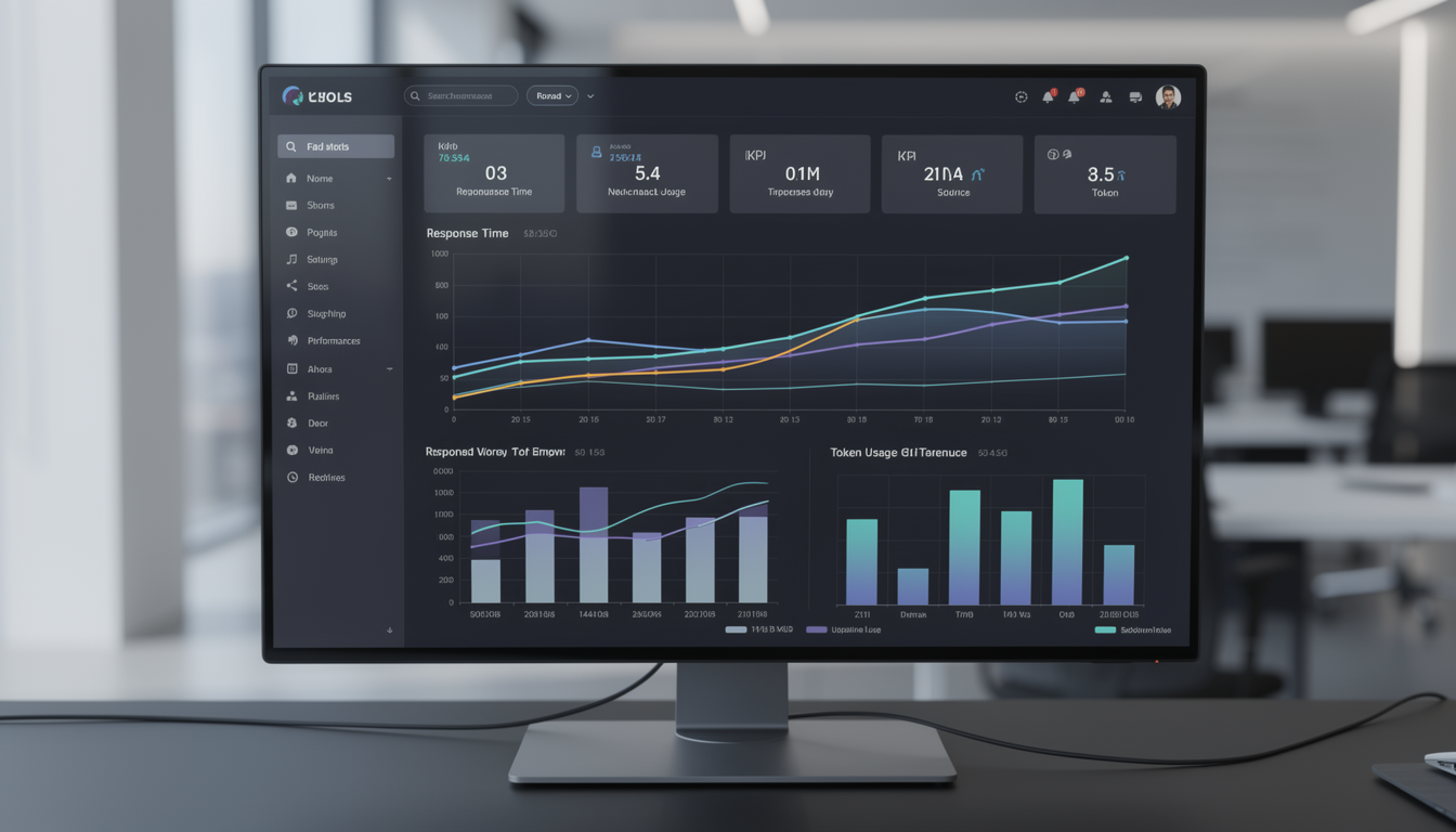 API 성능 지표와 토큰 사용량을 모니터링하는 데이터 대시보드 화면